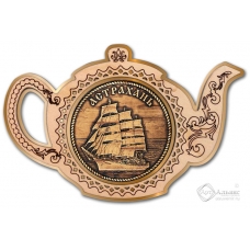 Магнит из бересты Астрахань-Корабль чайник золото